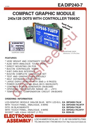 EA DIP240B-7KLW datasheet  